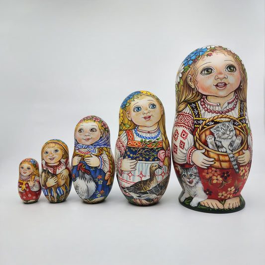 5 Piece Matryoshka Animals Story Set