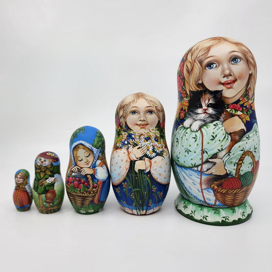 5 Piece Matryoshka Kitten Story Set